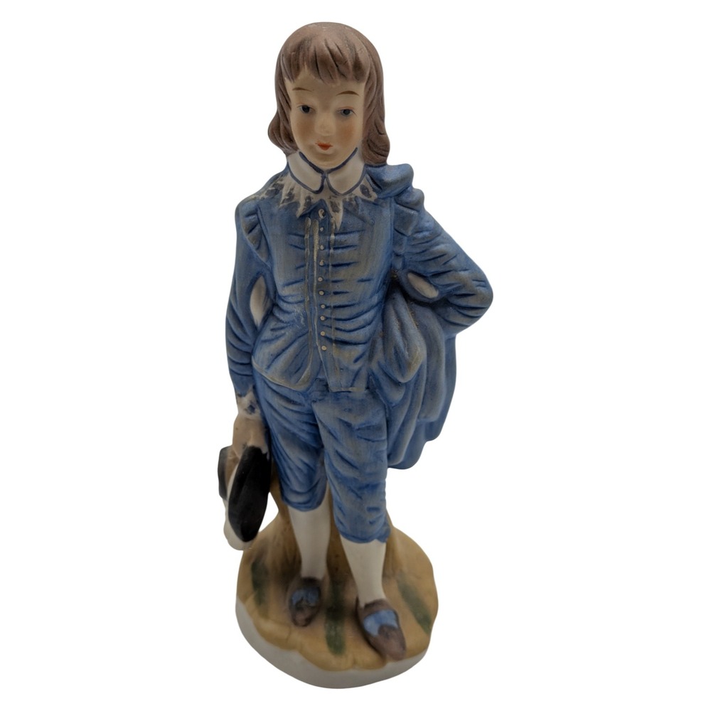 Vintage Porcelain The Blue Boy Figurine Gainsborough Style Blue White 6.5 inch